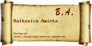 Balkovics Aminta névjegykártya